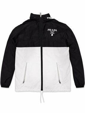 Prada Black & White Colorblock Windbreaker Jacket